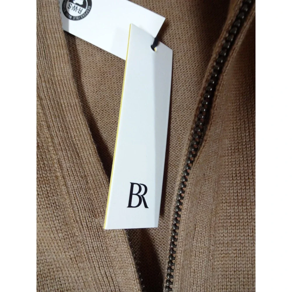 Banana Republic 100% Merino Extra Fine Wool 1/4 Zip Sweater XL Tan Camel Mock